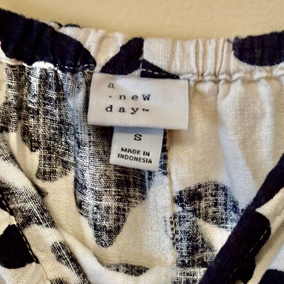 A New Day| Black & Ivory Linen Blend Midi Loose-Fit Floral Sundress Sz S - Picture 7 of 8